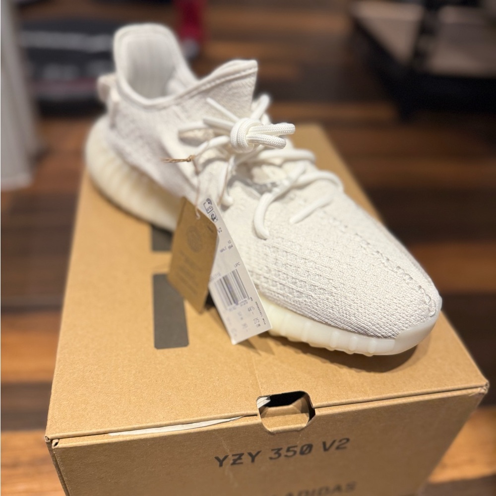 Adidas Cream and White Sneakers with Knitted Upper